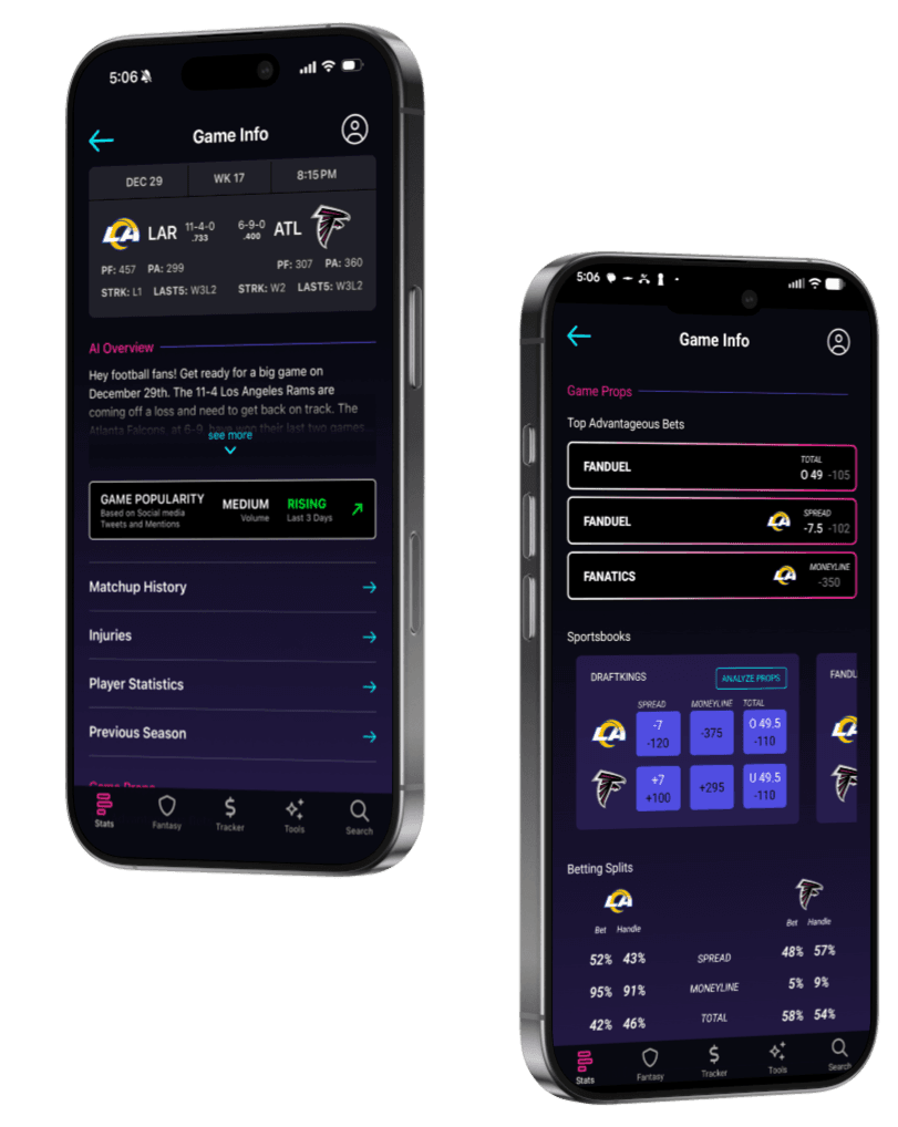 The game and player stats you need, at your fingertips.
